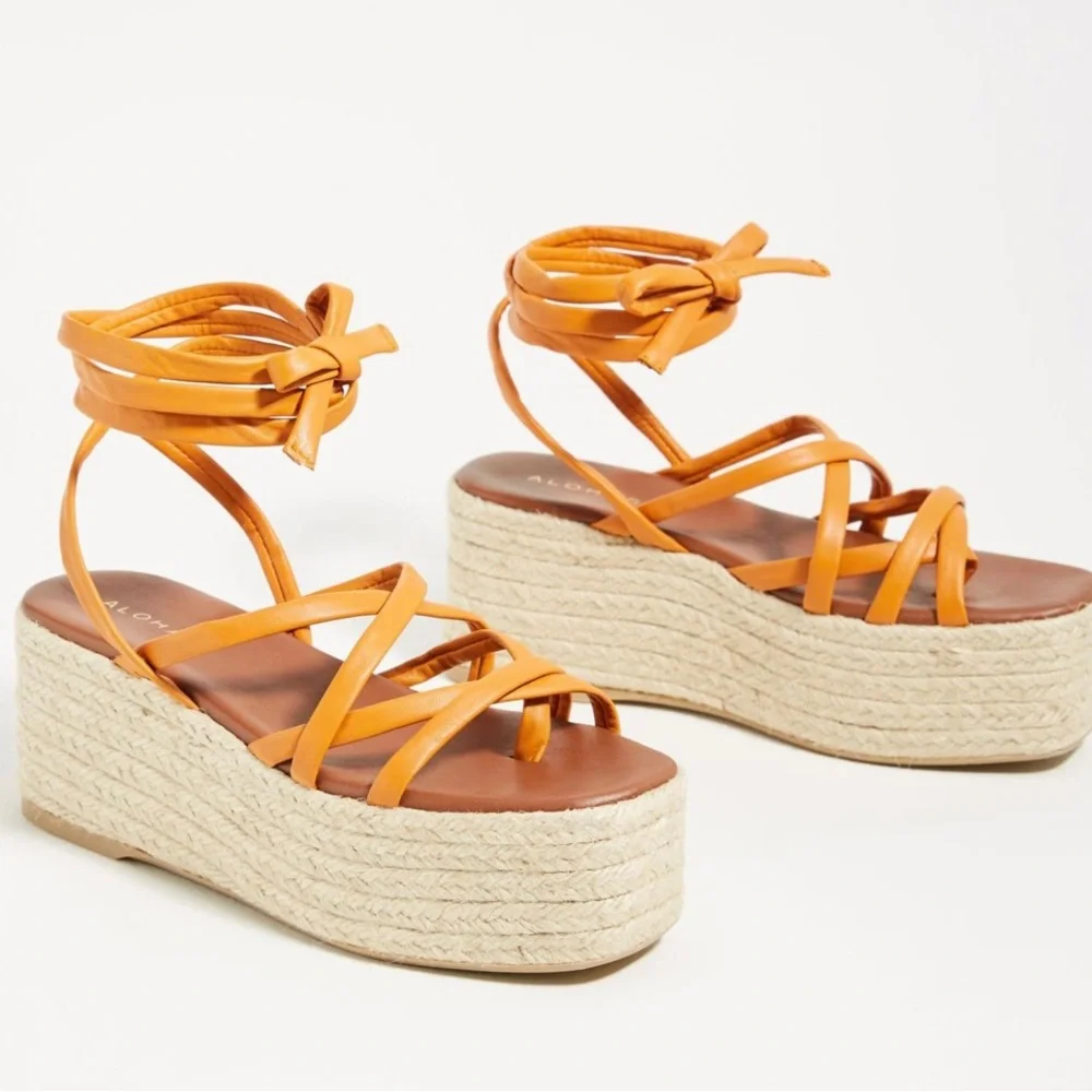 Alohas Women’s Paw Paw Leather Espadrille Sandals Size 41